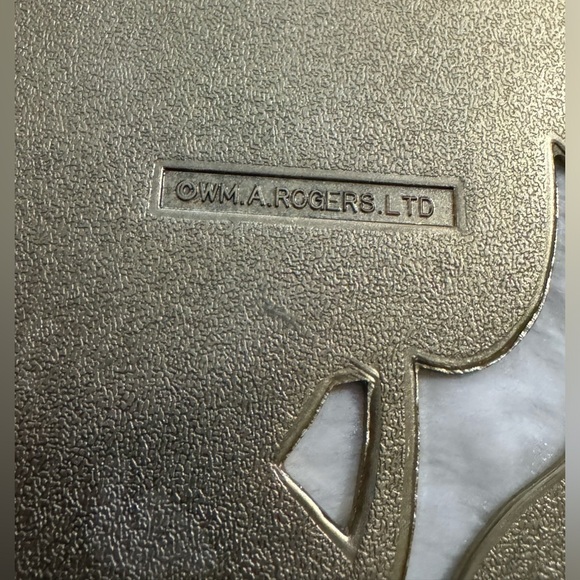 VTG MCM Trivet WMA ROGERS LTD Gold Cream Roses Japan 5.5"x 9" Wall Decor Floral - Picture 3 of 10